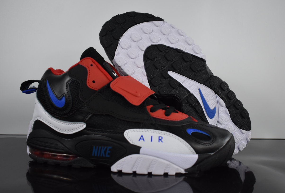 Women Nike Air Max Speed Turf Black White Red Blue Shoes - Click Image to Close